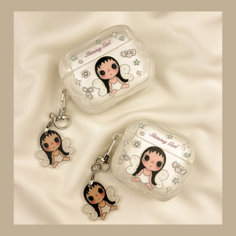 ins Cute Star Angel Wings Little Jade AirPods 4 Protective Case AirPods 3 Compatible Apple Pro Earphone Case Second Generation Wireless Bluetooth 1 Third Generation 2Nd Generation AirPods Pro Fourth Generation 5 Case