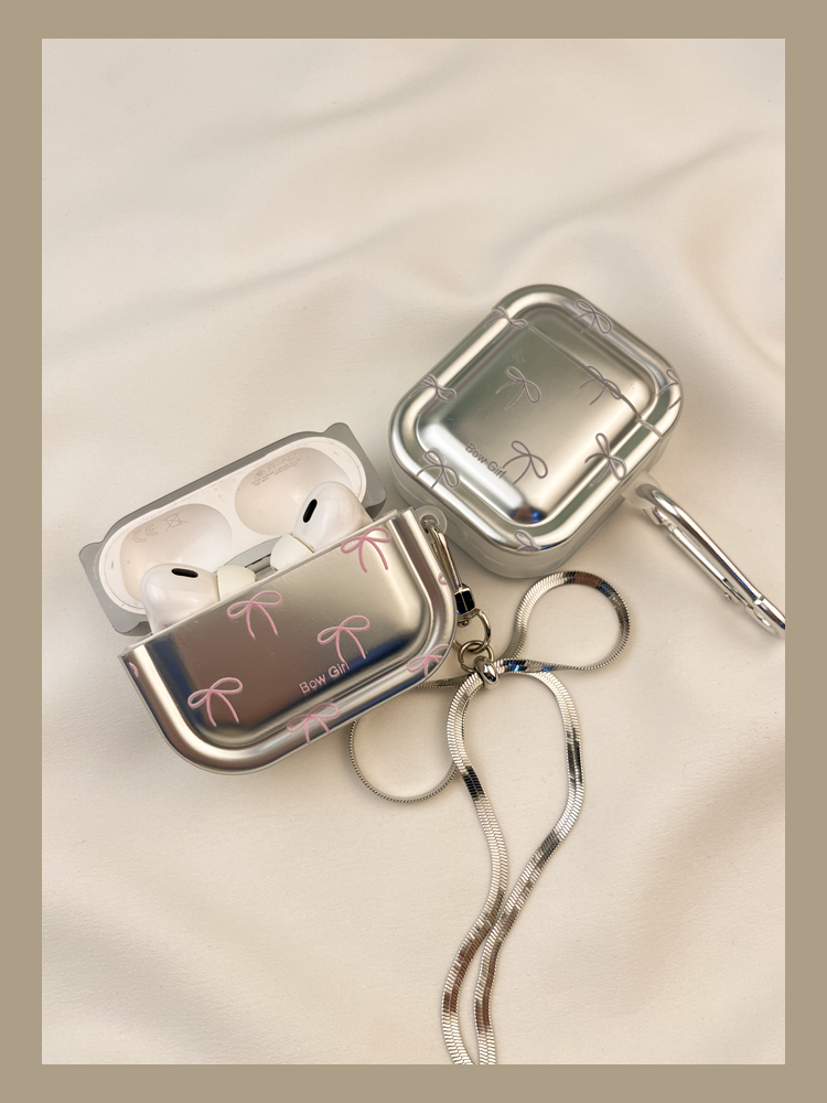 Ins electroplated silver bow protective 3 is suitable for airpods headphone case second-generation wireless_voghion.com
