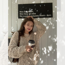 Shi Wei Liang alpaca mohair French soft glutinous hollow hollow hole flower type loose sweater women