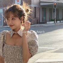 Shi Wei Liang heavy craft ~ custom jacquard High sense series set fake collar top bubble sleeve dress