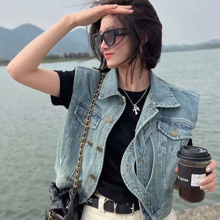 小个子必入2025春秋新款牛仔马甲女式洋气短款