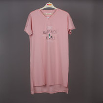 Rusifen pajamas spring and summer ladies letter fashion ice porcelain cotton thin comfortable soft breathable short-sleeved skirt large size 3xl