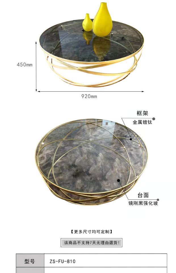 Nội thất cao cấp thương hiệu nội thất tùy chỉnh Ý đơn giản kim loại bàn cà phê tròn hiện đại bàn cà phê sâm banh - Đồ nội thất thiết kế sofa văng