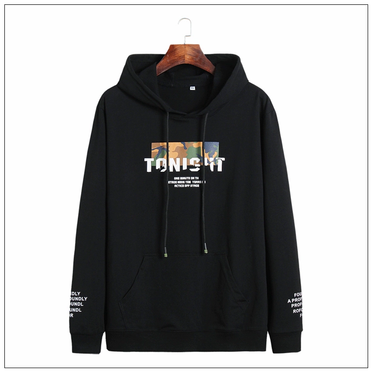 Mùa xuân béo và mùa thu cộng với chất béo cộng với kích thước áo hoodie rộng trẻ trung nam áo khoác thủy triều thương hiệu áo thun nam - Áo len