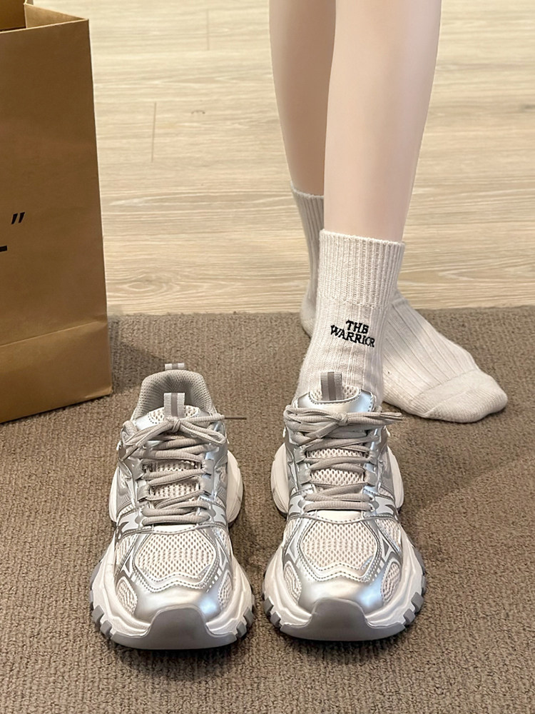 Zhao Lusi and Bai Lu's Same Style Dad Shoes for Women, 2024 New Mesh Summer Height-Increasing Sports Casual Popular Women's Shoes