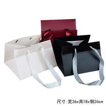 Customized flower shop cowhide carry paper bag baking square paper bag wide bottom tote cake potted gift bag