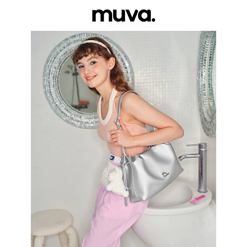 muva Сумка-ведро большой вместимости, мягкая женская сумка fufu из натуральной кожи, которую можно носить на одном плече и через плечо под мышкой, новый продукт 2024 года