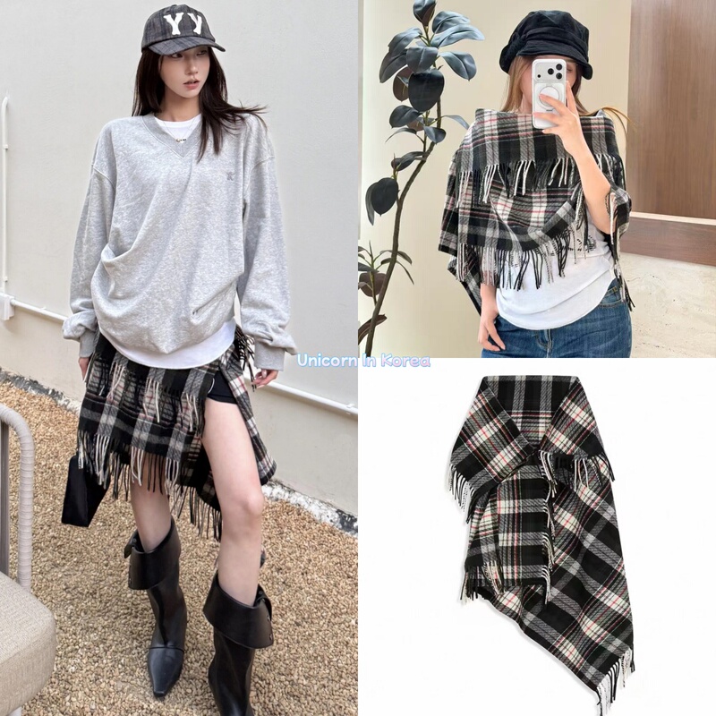 Small Amount in Stock Open Yy 26 Autumn New Collection Plaid Tassel Zipper Reversible Scarf Shawl/Skirt Small Amount in Stock Open Yy 26 Autumn New Collection Plaid Tassel Zipper Reversible Scarf Shawl/Skirt