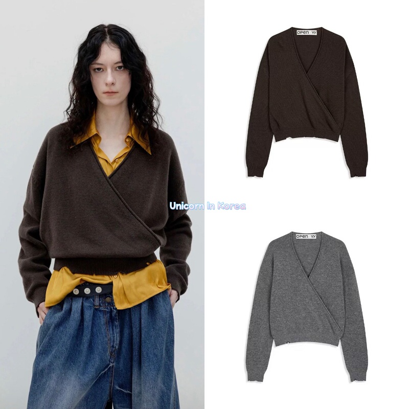 A Small Quantity Has Been Ordered Open Yy 26 Early Autumn New Style Cross-Wrap Loose Casual V-Neck Long-Sleeve Knit Sweater