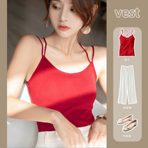 Cotton cross back sling 2021 red vintage sexy vest female summer with chest pad