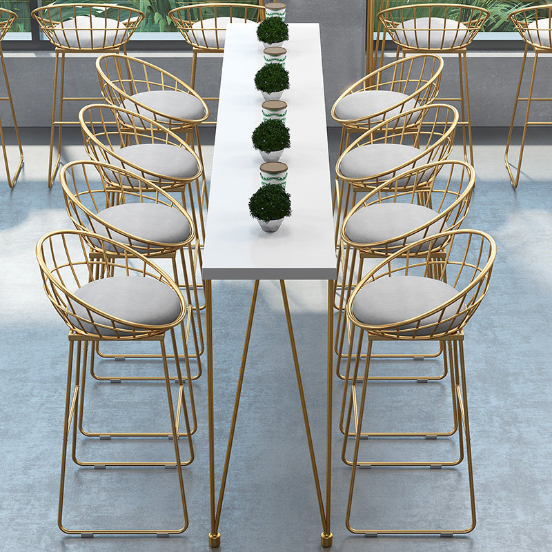 Nordic marble bar table home partition high table solid wood iron long strip milk tea coffee shop table and chair combination