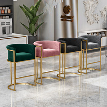 Minimalist light extravagant bench Nordic bar Bench Backrest Front Desk Chair Home High Chair Mesh Red Milk Tea Shop Bar Chair