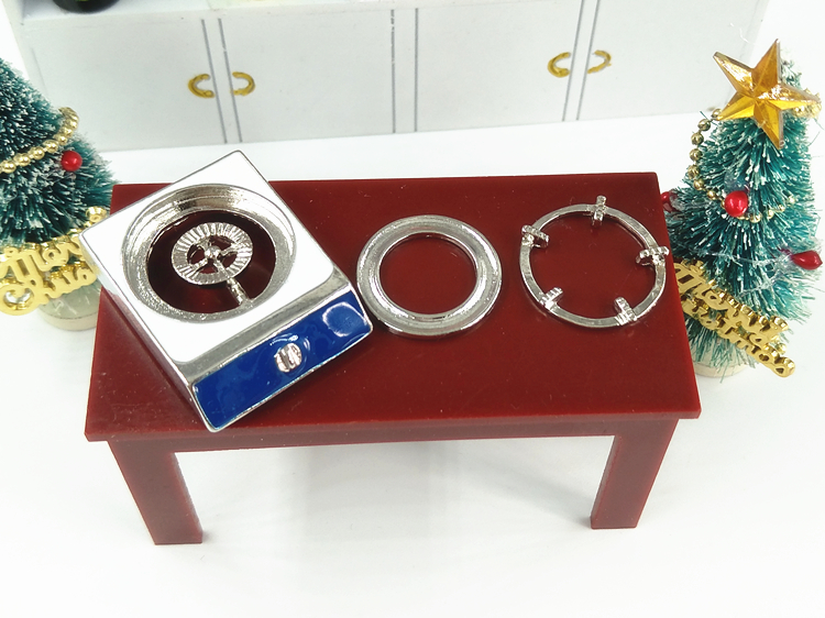 1: 12dollhouse Thực phẩm Nhật Bản chơi bếp mini thu nhỏ mô hình thế giới bỏ túi mô phỏng bếp gas - Phòng bếp chảo đá