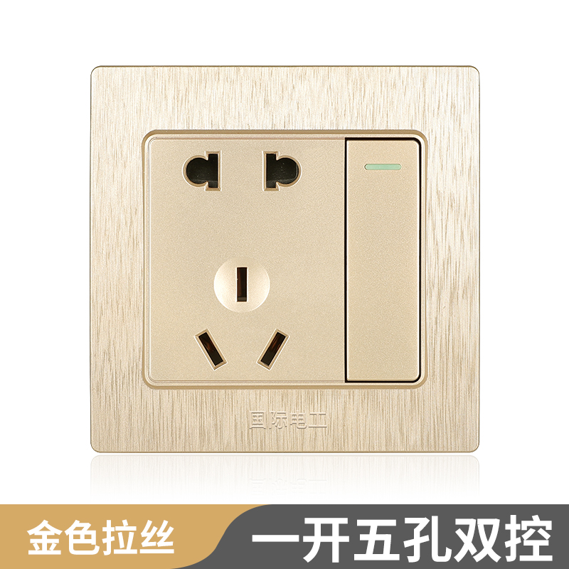 Type 86 Wall Home Switch Socket With Switch Five Holes Socket Single Open Double Control Panel Open Five Holes Double Control-Taobao