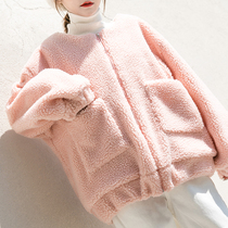 Hong Kong style lamb hair coat women autumn and winter 2020 new Korean version thick vintage Joker chic short coat tide