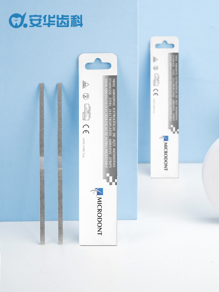 Dental orthodontic adjacent surface deglazing slice sand strip Adjacent surface polishing open teeth Stainless steel facing polishing strip