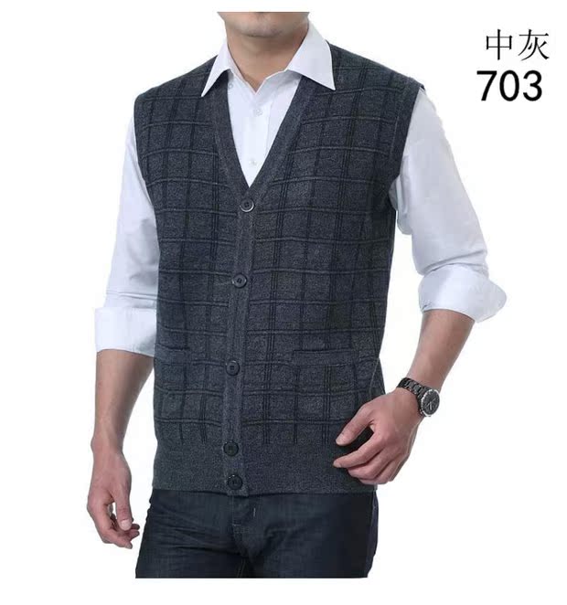 Đặc biệt hàng ngày mùa xuân và mùa thu trung niên nam len vest vest cashmere đan áo len đan áo len cha áo khoác len hàn quốc