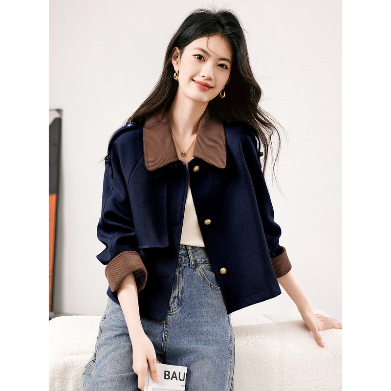 Xinfeiyu Fashion Barn Style Color-Block Short Jacket for Women 2026 Autumn New High-End Loose Jacket Top Xinfeiyu Fashion Barn Style Color-Block Short Jacket for Women 2026 Autumn New High-End Loose Jacket Top