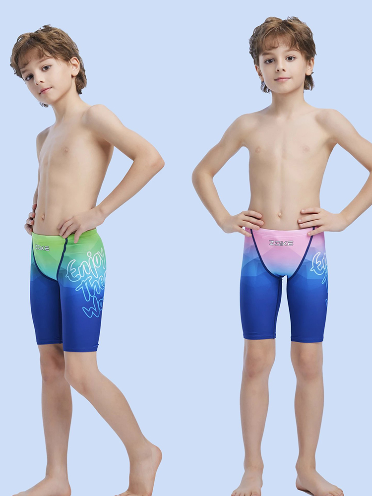 Zoke Zhouke Children and Boys Professional Training Five-point Swimming Trunks Small, Middle and Big Children Youth Competition Triangle Swimming Trunks