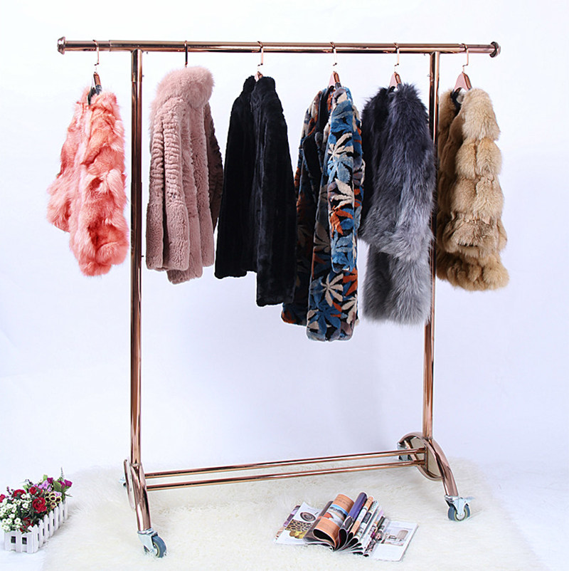 Clothing store single pole rack hanger gantry rack with wheels in the island rack thickened landing rack New product display rack