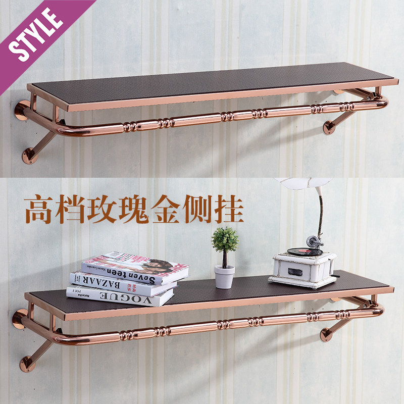 Rose gold wall hanging women's store decoration fur display rack Clothing rack shelf Wall hanging rack combination hanger