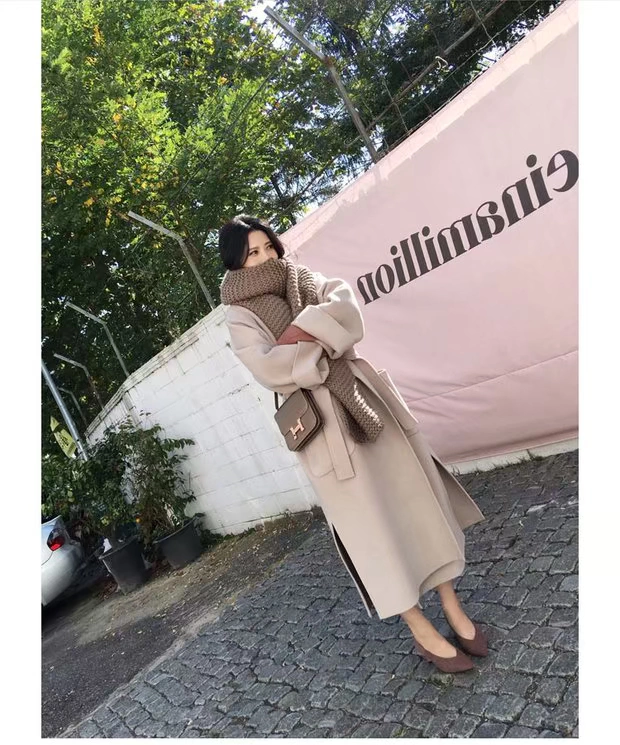 2020 new Mei Sanguan xu hướng áo khoác cotton dài giữa áo len nữ phổ biến vải len thời trang áo khoác nữ - Trung bình và dài Coat