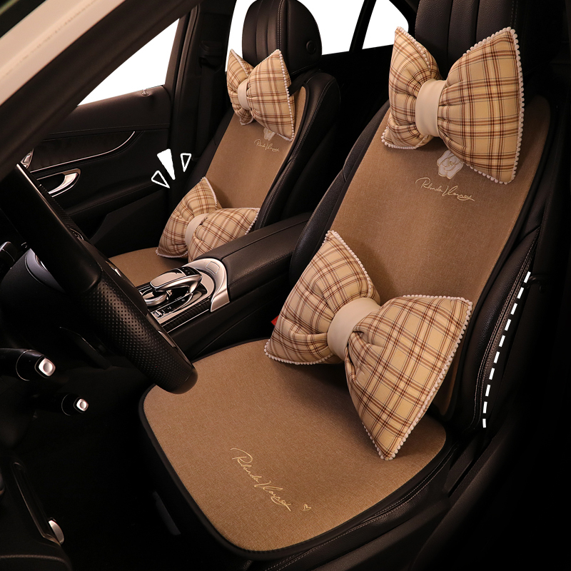 Simple Car Seat Cushion, Suitable for All Seasons, Single Piece Linen Cotton Car Cushion, Seat Cushion, Rear Seat Cover, Camellia Flower, Summer Simple Car Seat Cushion, Suitable for All Seasons, Single Piece Linen Cotton Car Cushion, Seat Cushion, Rear Seat Cover, Camellia Flower, Summer