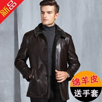 Áo khoác da nam màu da trung tính cộng với lông nhung dày của nam áo phao nam hàn quốc