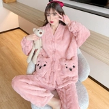 Демисезонная пижама, коралловый бархатный утепленный лонгслив, фланелевый комплект, коллекция 2022, популярно в интернете