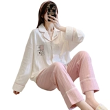 Осенняя пижама, лонгслив, хлопковый демисезонный милый комплект, в корейском стиле