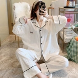 Осенняя пижама, лонгслив, хлопковый демисезонный милый комплект, в корейском стиле