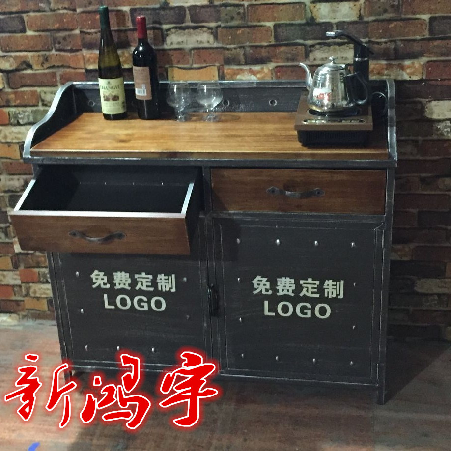 LOFT gió công nghiệp lưu trữ tủ sắt tủ trưng bày bàn trà retro cũ gỗ rắn tủ bên tủ - Buồng tủ giày giá rẻ