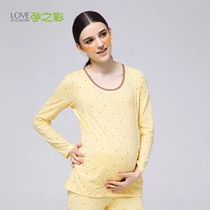 The color of pregnancy pregnant women's clothing autumn and winter new pregnant women's autumn clothes autumn pants cotton home can breast-feeding monthly clothing set