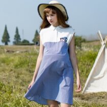 Pregnant color pregnant women skirt summer new sleeveless cotton pregnant women Korean plaid pregnant women dress