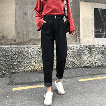 High-waisted dad jeans women 2021 Spring and Autumn New loose size fat mm wide legs slim Joker straight pants