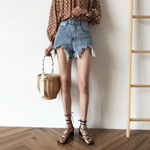 High-waisted denim shorts womens summer loose Korean bf wide leg size fat sister mm thin hot girl hot pants tide