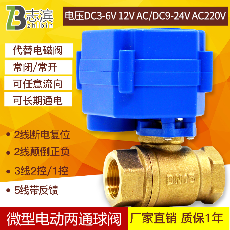 Cwx-15Q/N Micro Electric Valve Two-Way Ball Valve Dc5 12/24V Ac220V4 Inch Dn15 8/10