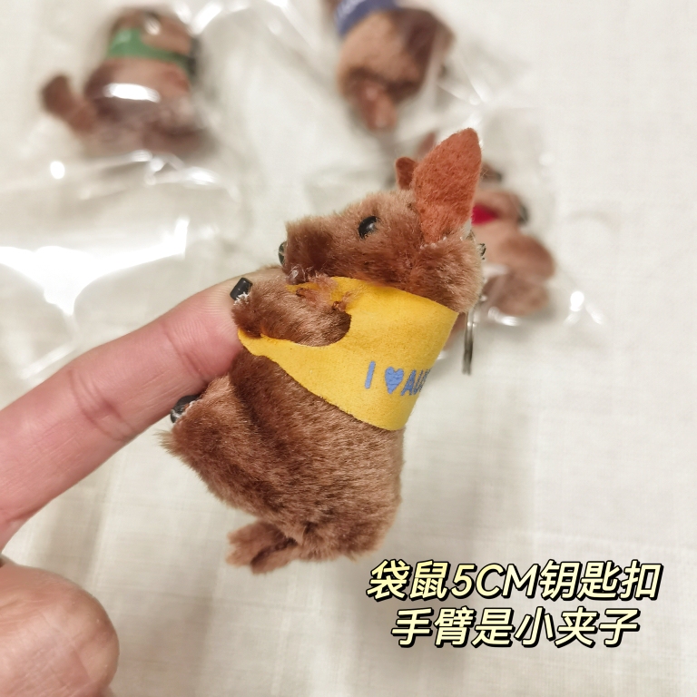 Factory Direct Sales of Australian Tourist Souvenirs, Unique Gifts, Small Kangaroo Keychains, Clip-On Clothes Accessories, Mixed Pack of 10