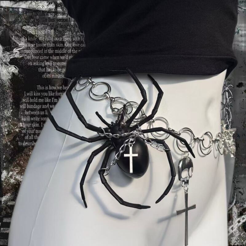 Giant Spider Cross Gothic Punk Subculture Metal Skull Waist Chain Trendy Hot Girl Decorative Belt