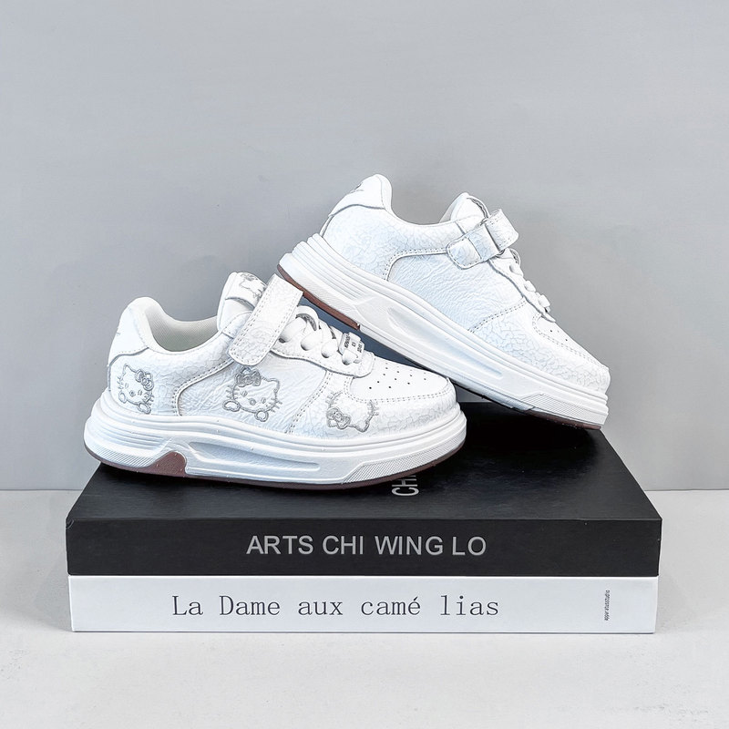 Girls' White Sneakers Kt Cat Graffiti Versatile Sneakers 2026 Spring New Children's Cute Trendy Brand Soft-Soled Sports Shoes
