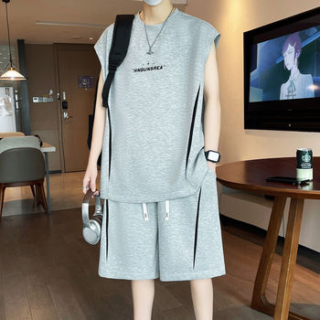 Casual Sports Suit for Boys, Sleeveless Cotton T-Shirt, Summer 2025 New Style, Handsome and Trendy Vest and Shorts Two-Piece Set