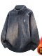 Men's Tie-Dye Sweater with Integrated Fleece, Thickened for Autumn and Winter, Half-Open Placket, Stand Collar, Warm Base Layer, Winter Top for Men
