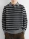 High-end retro sweater men's POLO collar striped contrast pullover jacket men's autumn and winter heavy bottoming sweater