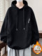 Fleece-Lined Thickened Sweatshirt for Men, Hooded, Autumn and Winter Design, Trendy Brand, Gray, Sporty Style, Warm Top for Teenagers