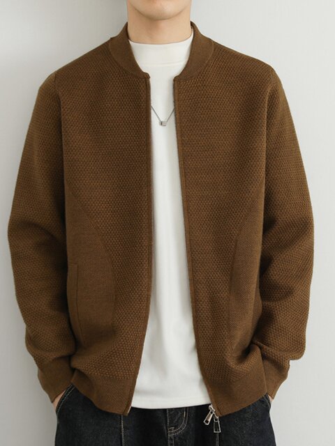 High-end men's knitted cardigan jacket high-end 2025 new popular spring and autumn thickened baseball uniform jacket