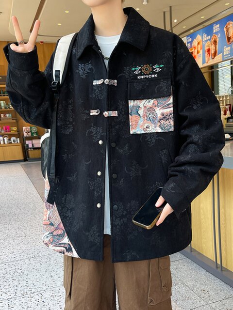 Spring and Autumn Youth Jackets Men's 2025 New National Fashion Ethnic Style High School Student Lapel Jackets Handsome Men