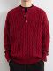 Button Henry collar red sweater men's zodiac year of the horse autumn and winter lazy twist knitted sweater student bottoming shirt