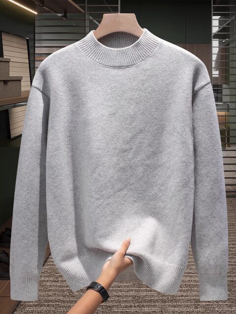 High-End Half-Turtleneck Sweater for Men, 2025 Autumn and Winter Long-Sleeve Base Knitwear, Warm and Thickened Mid-Neck Knitwear