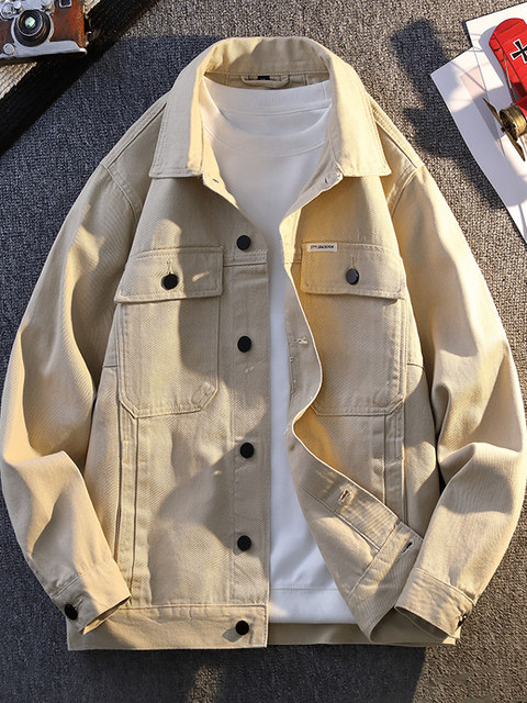 Spring and Autumn Denim Jacket Men's Handsome Casual Cotton Youth Workwear Jacket Loose 2025 New Men's Trendy Brand