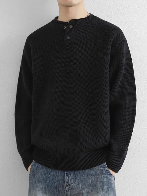 High quality Henry collar sweater men's pure cotton autumn and winter Zhongshan 2025 new thickened warm inner base layer shirt